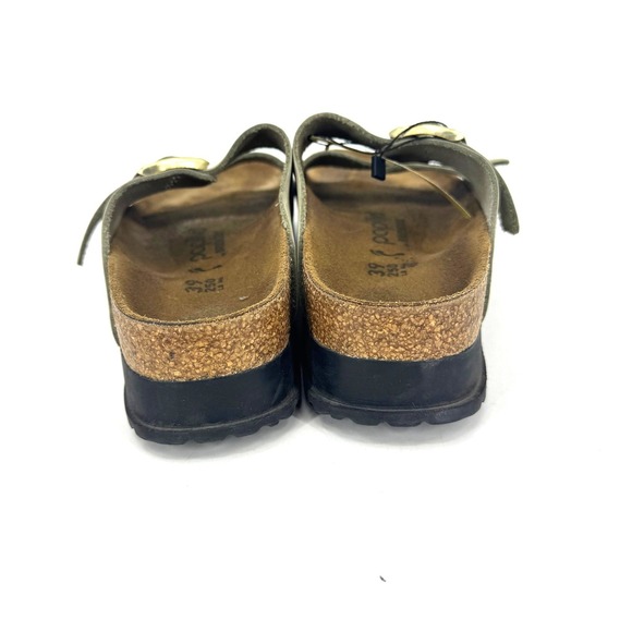 Papillio by Birkenstock Arizona Platform Sandals Sage Green Gold Buckle 39 - Picture 4 of 5